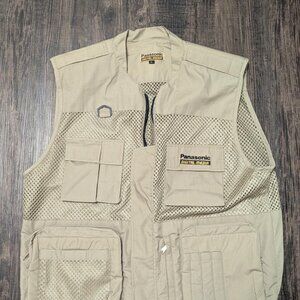 Vintage Panasonic media vest with padded shoulders and pockets